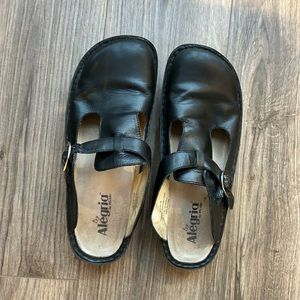 Alegria Black Leather Mules | 42